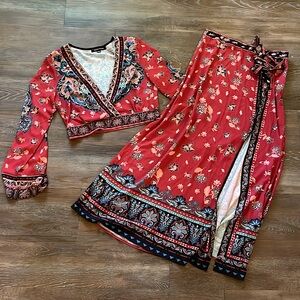 Flying tomato crop top & skirt set